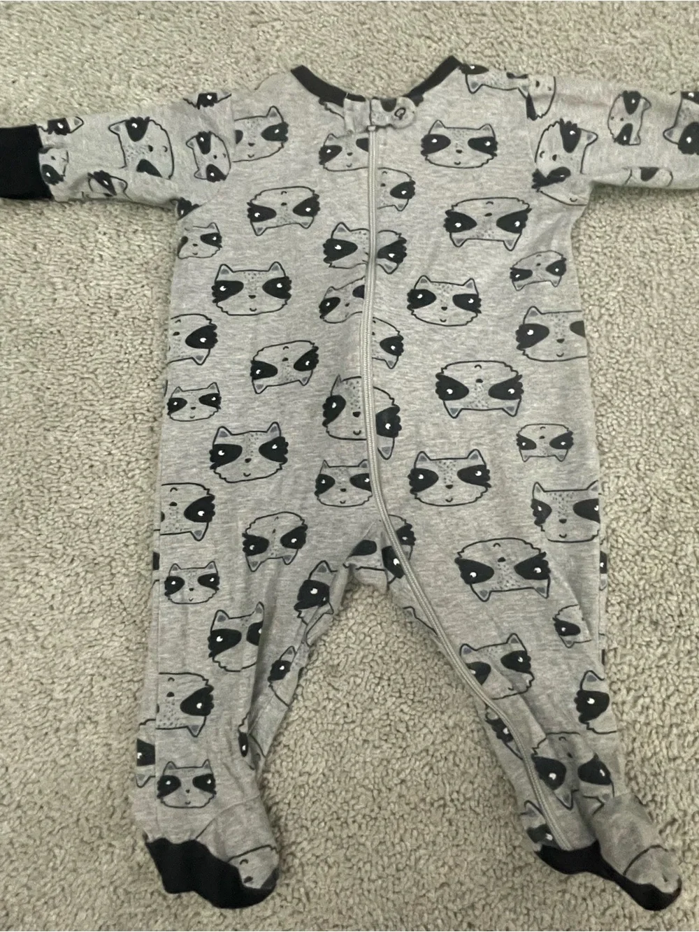 Gray and White Stripe Raccoon One-Piece - Kids